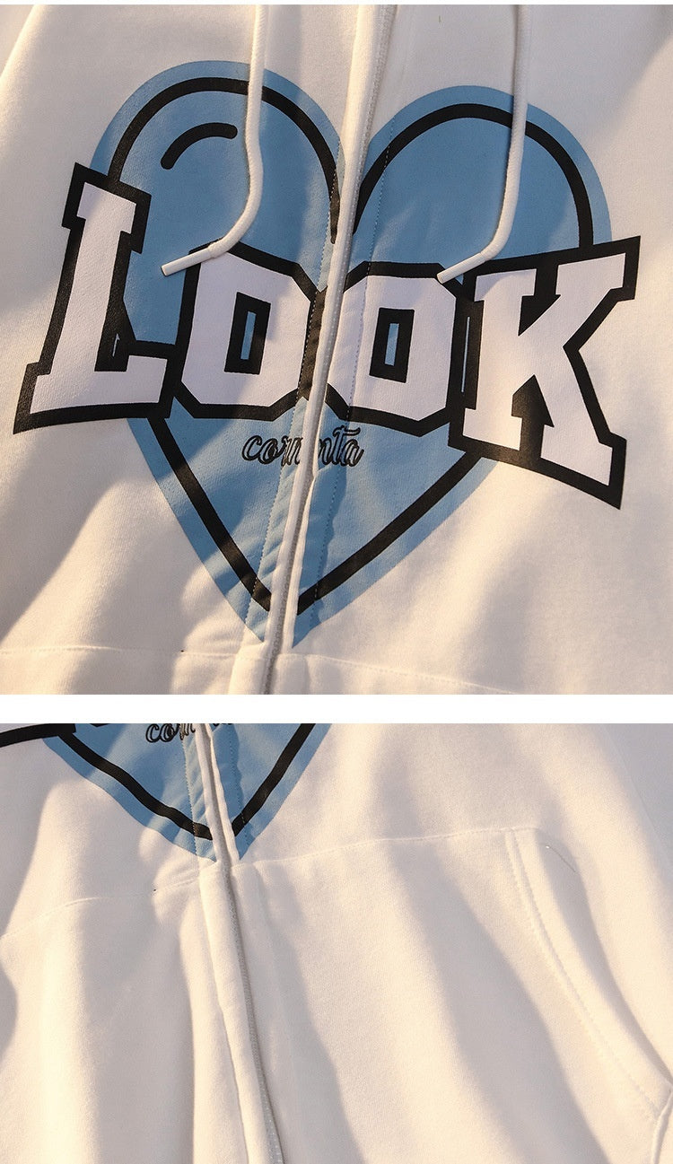 Polyester Fiber Hooded Sweater Students Korean Style Loose Design Couple Coat - The Number 1 Things