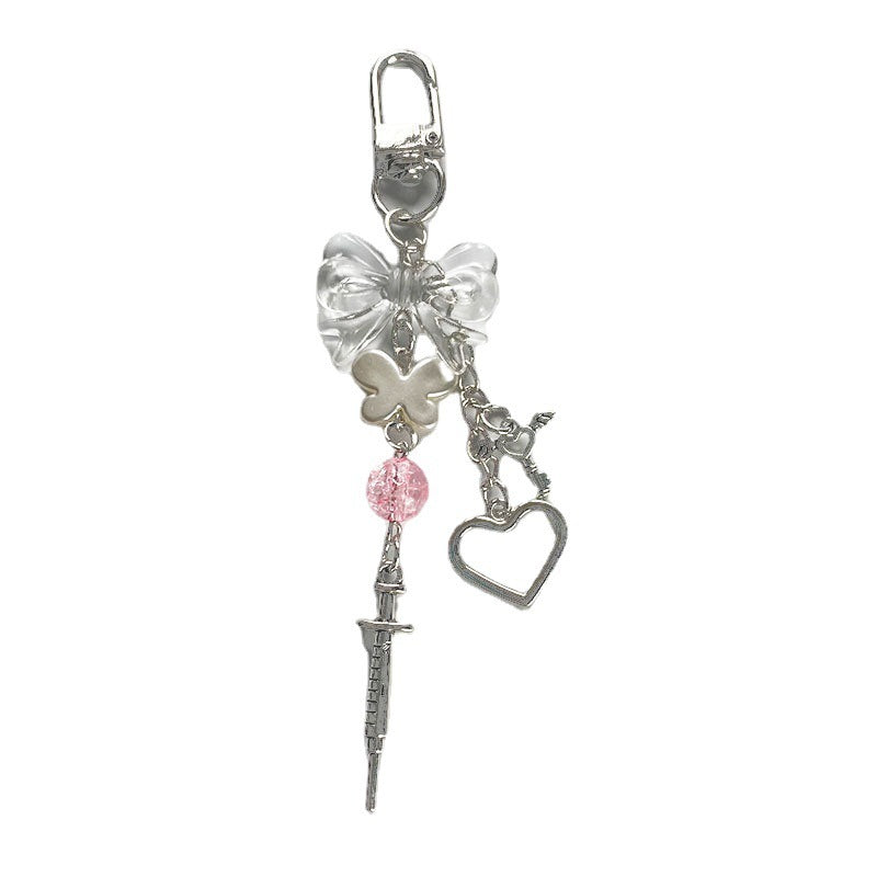 Y2K Sweet Transparent Bow Bead Phone Chain Keychain Pendant - The Number 1 Things