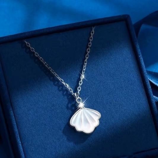 S999 Sterling Silver Shell Necklace For Women Ins Simple Clavicle Chain - The Number 1 Things