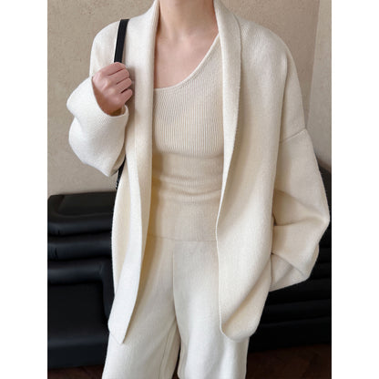 French Simplicity Cardigan Vest Wide Leg Pants Three-piece Set - The Number 1 Things