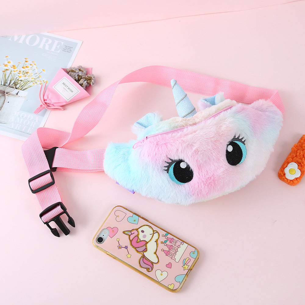 Cartoon Plush Shoulder Bag Little Girl Cute Big Eyes Waist Bag Kindergarten Children Messenger Bag Chest Bag - The Number 1 Things