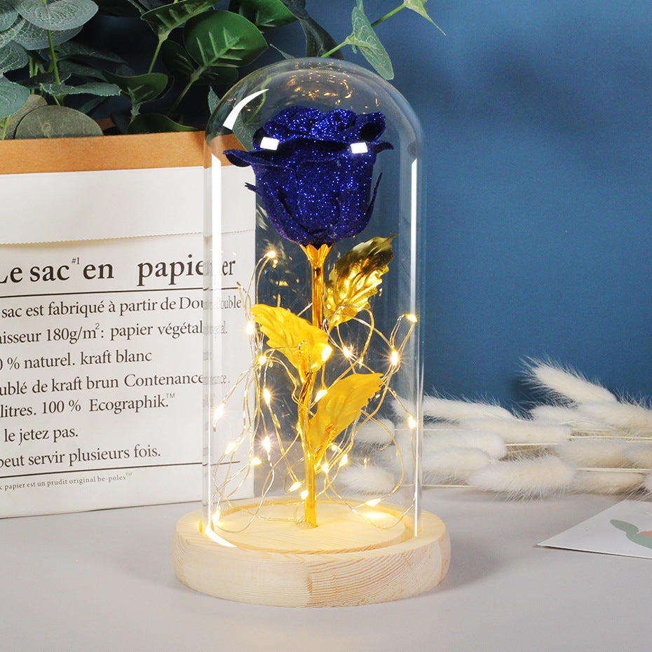 Eternal Rose Flowers LED Light In Glass Cover Best Gifts