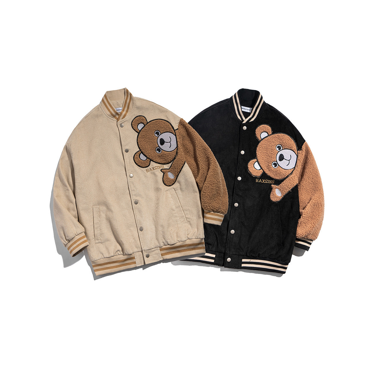 Japanese Retro Bear Flocking Work Jacket