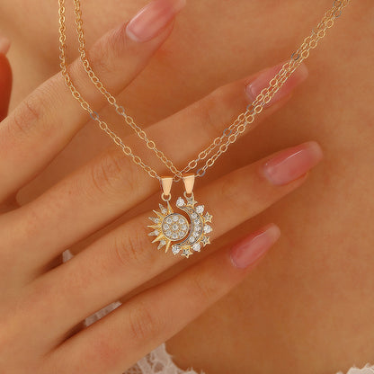 2pcs Necklace Sun And Moon Magnetic Pendant Clavicle Chain Necklace For Couple Lovers - The Number 1 Things