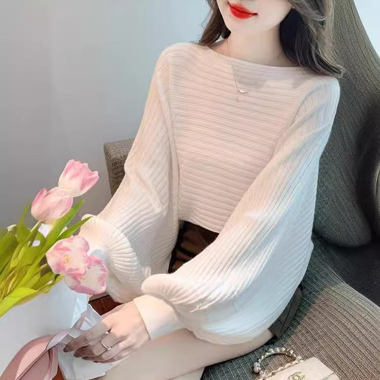 Lantern Sleeve Sweater Underwear Off-shoulder Collar - The Number 1 Things