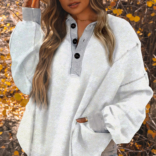 Winter Color Matching Pullover Long Sleeve Top - The Number 1 Things