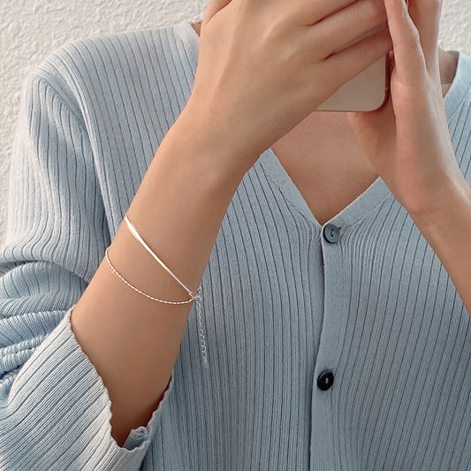 925 Silver Cold Wind Double Layer Snake Bones Chain Bracelet For Women - The Number 1 Things