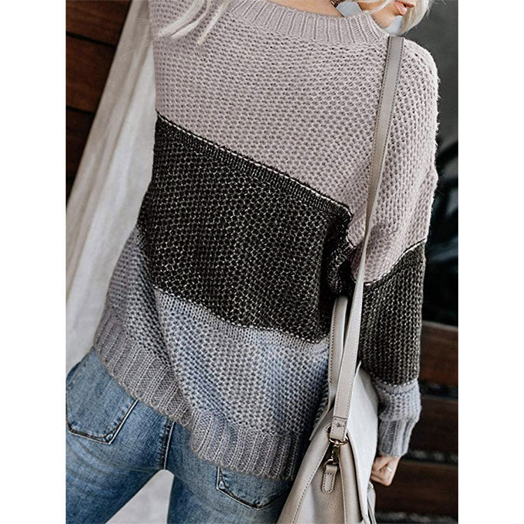 Women's Striped Color Block Pullover Sweater - The Number 1 Things