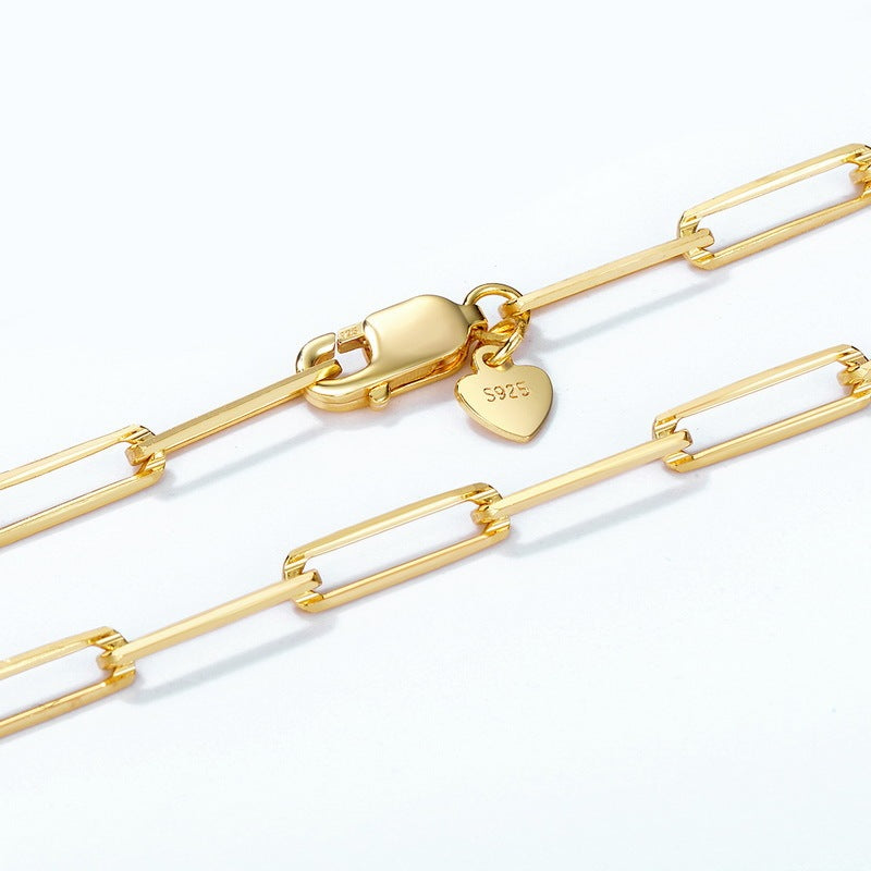S925 Silver Plated Geometric Ellipse Long And Thick Necklace - The Number 1 Things