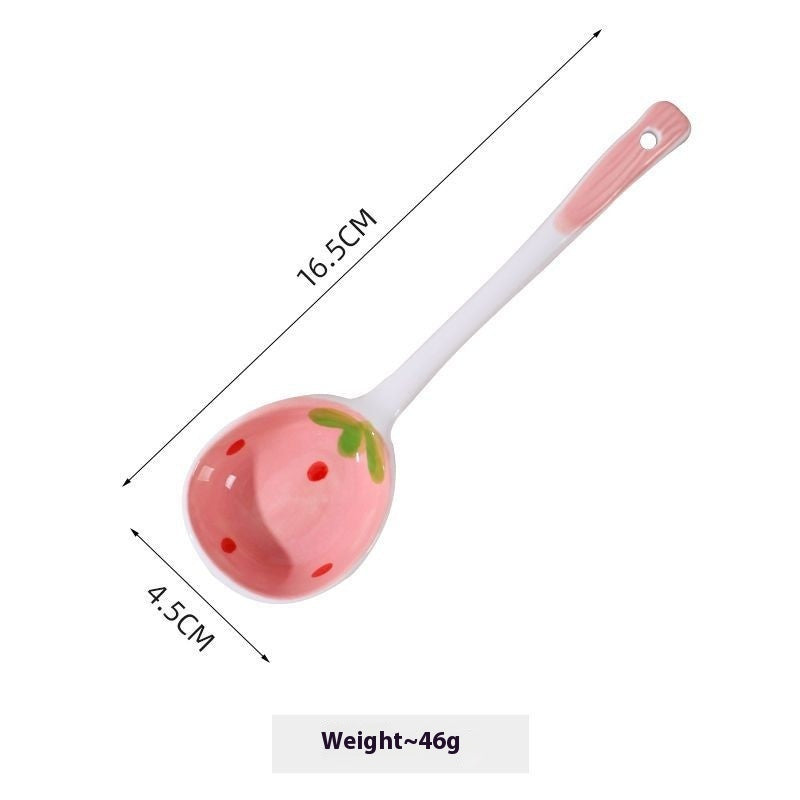 Ceramic Long Handle Good-looking Strawberry Spoon