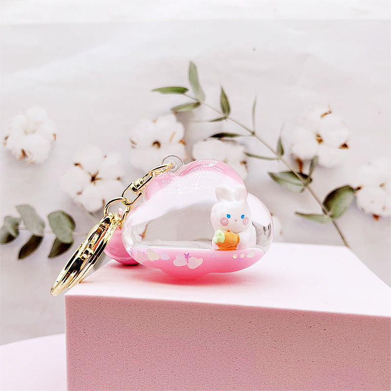 Liquid Quicksand Bottle Turnip Rabbit Key Chain - The Number 1 Things