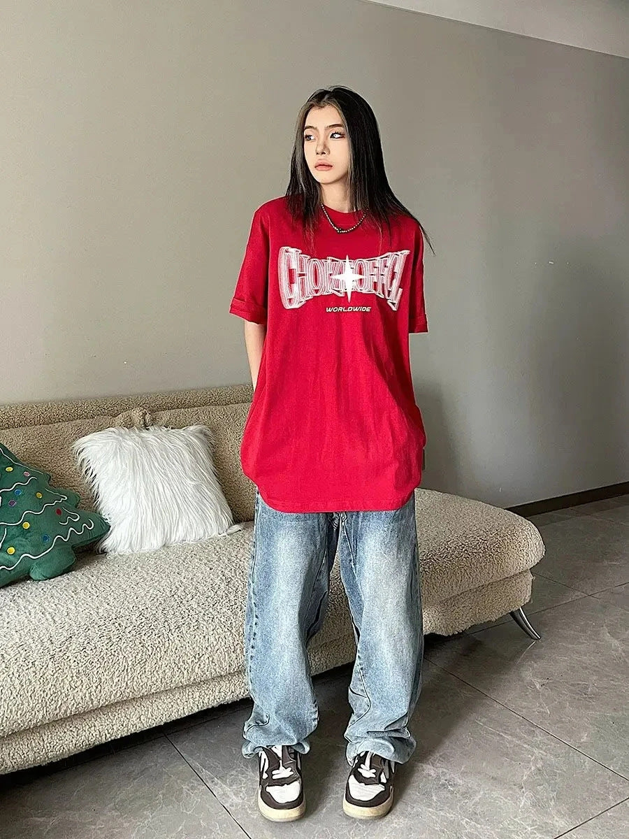 Gothic Style European And American Printed Round Neck Loose T-shirt Short Sleeve - The Number 1 Things