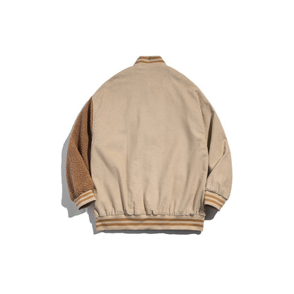 Japanese Retro Bear Flocking Work Jacket