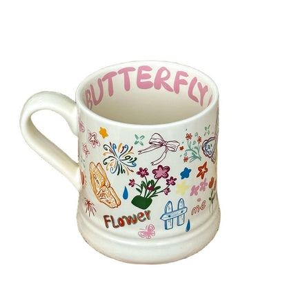 Good-looking Graffiti Butterfly Cream Ceramic Cup - The Number 1 Things