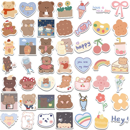 102 Cartoon Korean Bear Doodle Stickers