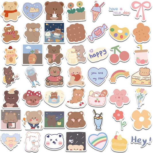 102 Cartoon Korean Bear Doodle Stickers