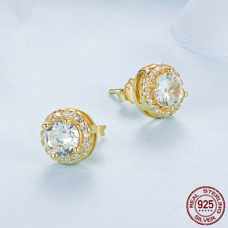 S925 Sterling Silver White Gold Plated Light Luxury All-match Stud Earrings Ornament Women - The Number 1 Things