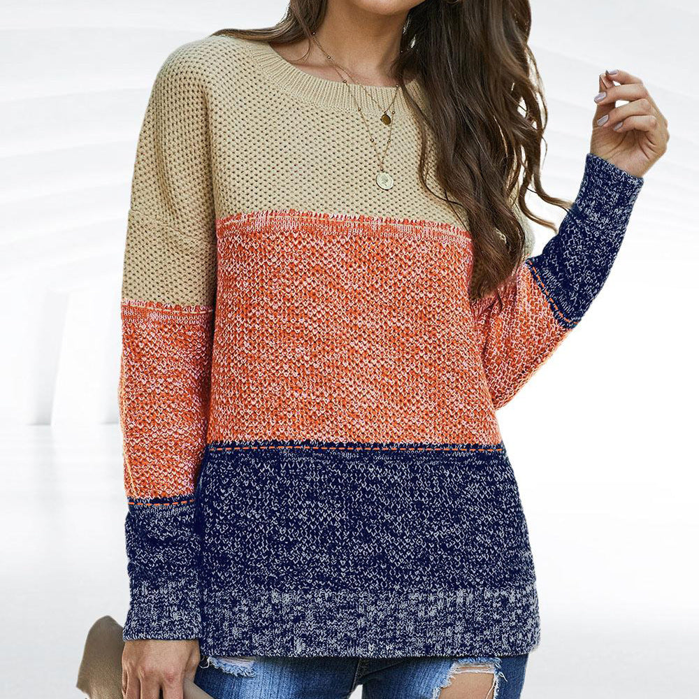 Women's Striped Color Block Pullover Sweater - The Number 1 Things