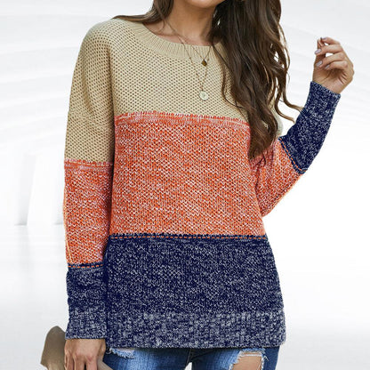 Women's Striped Color Block Pullover Sweater - The Number 1 Things