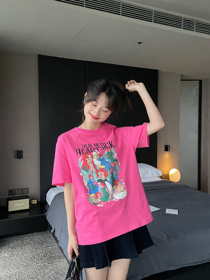 Women's New Loose And Slim Round Neck Printed Short Sleeve T-shirt - The Number 1 Things