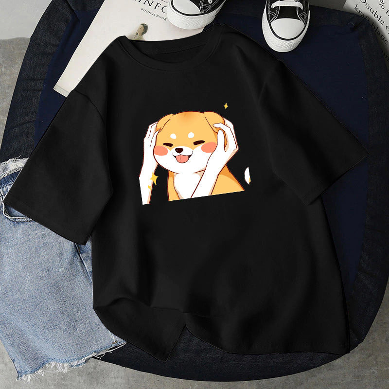 Fashion Simple Cartoon Cat Pinch Face Funny Print Pattern Top - The Number 1 Things