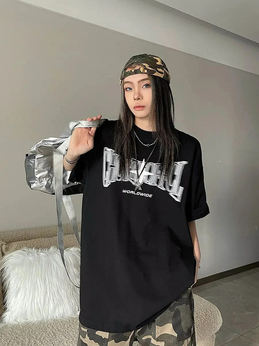 Gothic Style European And American Printed Round Neck Loose T-shirt Short Sleeve - The Number 1 Things