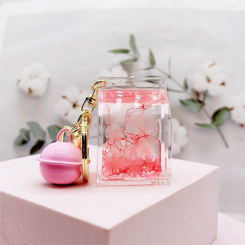 Creative Acrylic Dried Flower Oil Keychain Preserved Liquid Oil Quicksand Handbag - The Number 1 Things