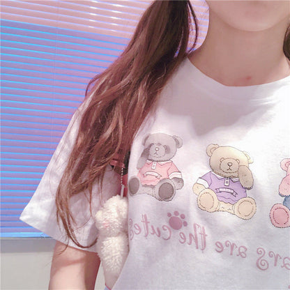 Bear print cute T-shirt