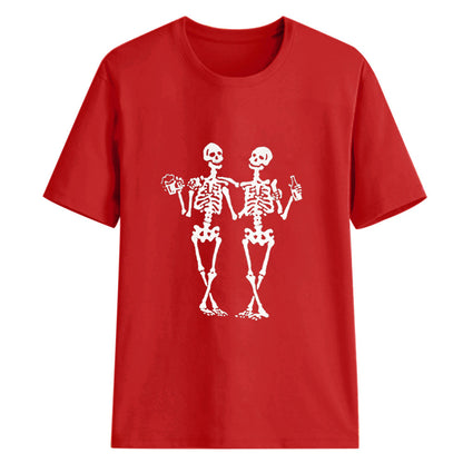 Dancing skull drinking beer funny printed casual women's T-shirt - The Number 1 Things