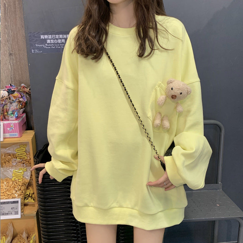 Pocket bear cotton sweater