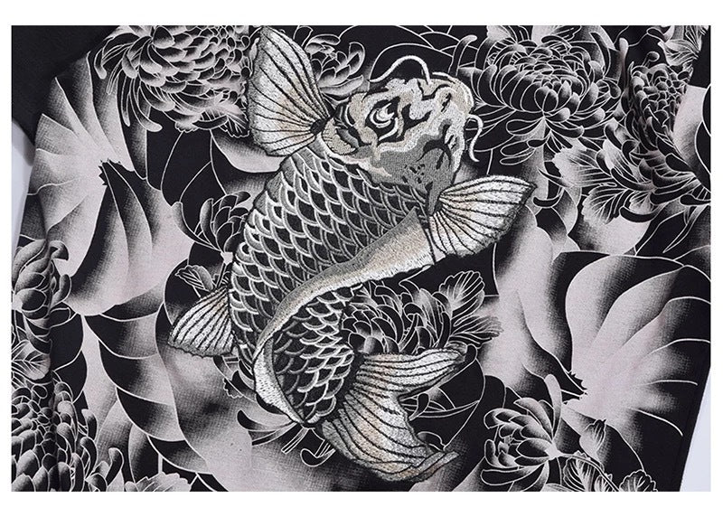 New Embroidered T-shirt Export Original Chinese Style Embroidery T Tattoo Tattoo Short T Embroidery Squid T-shirt 0352 - The Number 1 Things