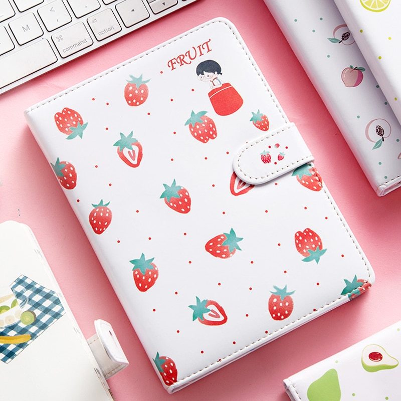 Fruit Print Notebook Planner Magnetic Buckle PU NoteBook Yearly Agenda Color Illustration Daily Plan Kawaii Stationery - The Number 1 Things