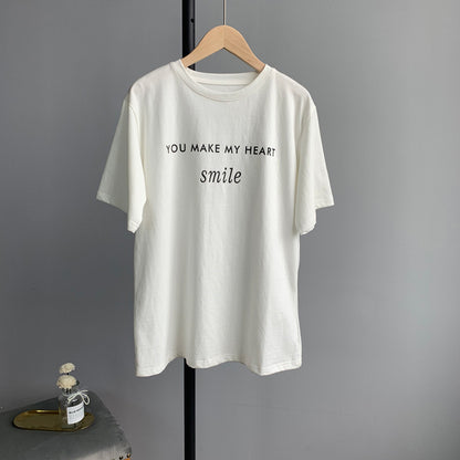 Letter printed T-shirt women white