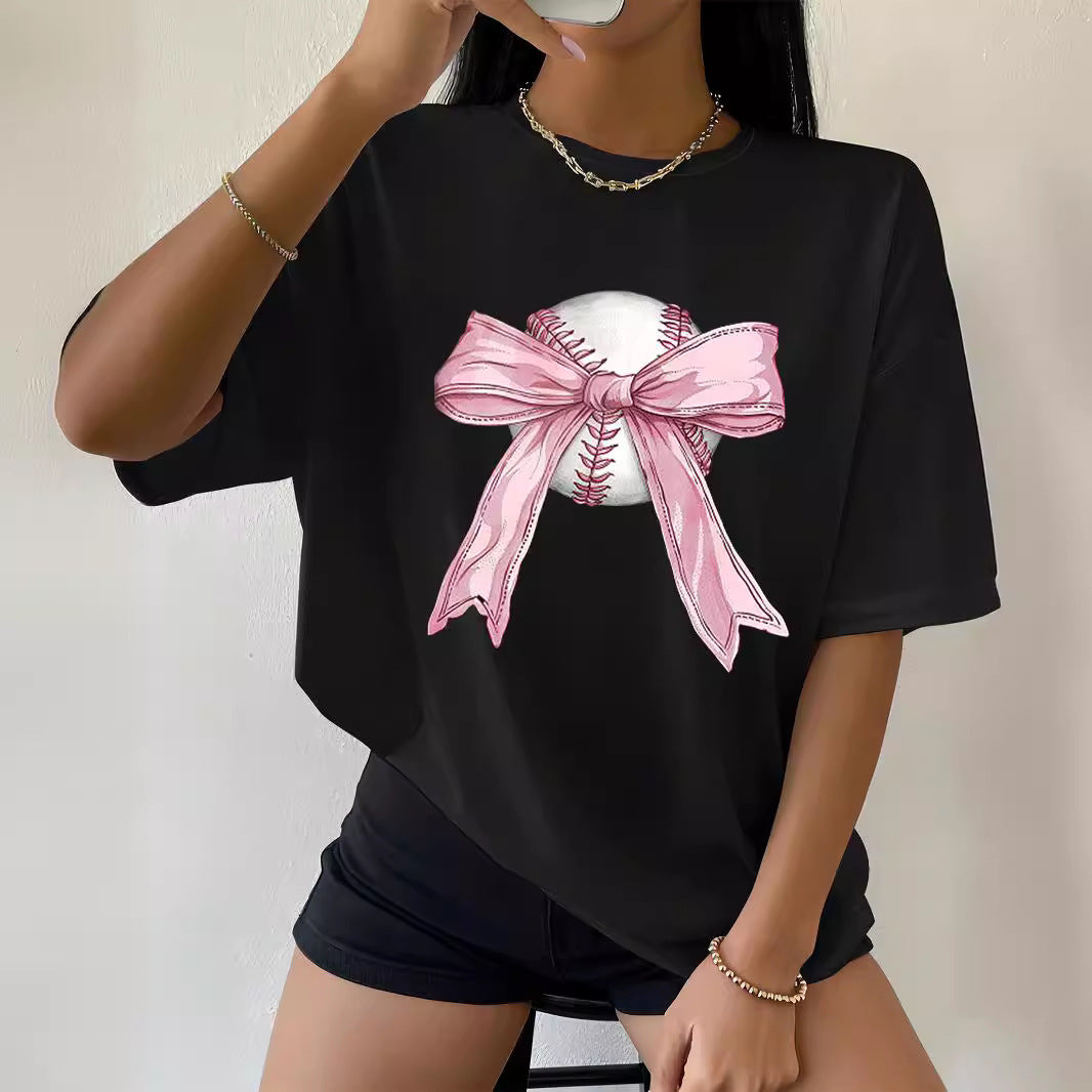 Letter Pattern Loose Casual Print Drop Shoulder Short Sleeve - The Number 1 Things