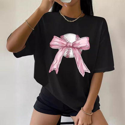 Letter Pattern Loose Casual Print Drop Shoulder Short Sleeve - The Number 1 Things