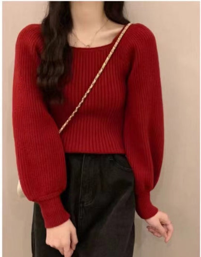 Western Style Low Collar Long Sleeves Top Slim-fit Sweater - The Number 1 Things