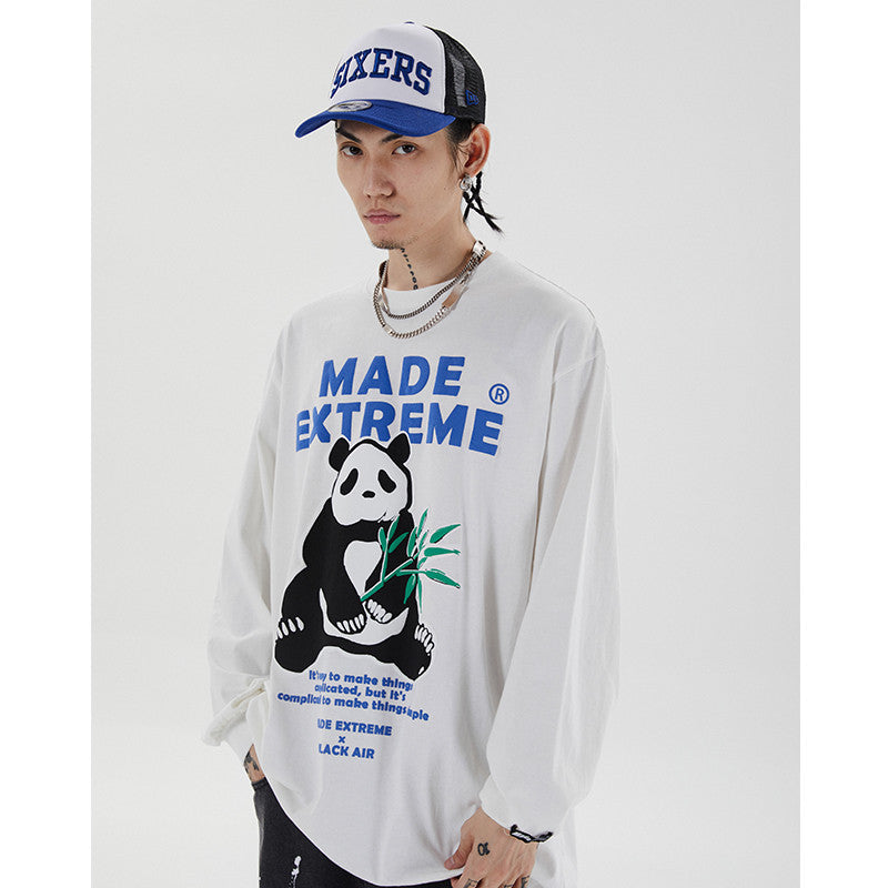 Panda print loose oversize long sleeves