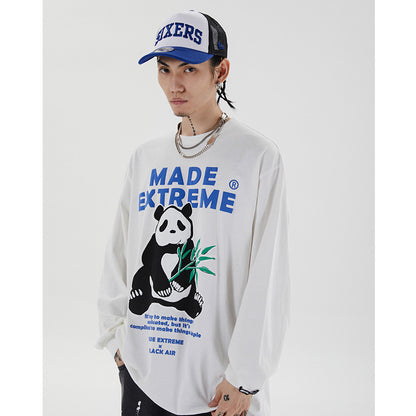 Panda print loose oversize long sleeves