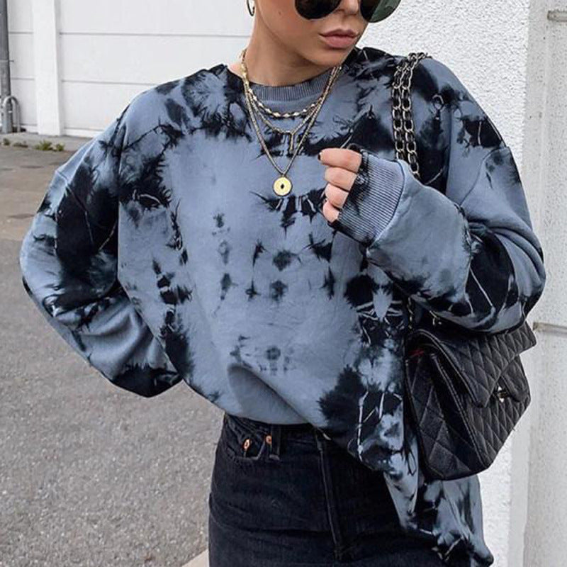 Pullover round neck tie-dye loose women's sweater - The Number 1 Things