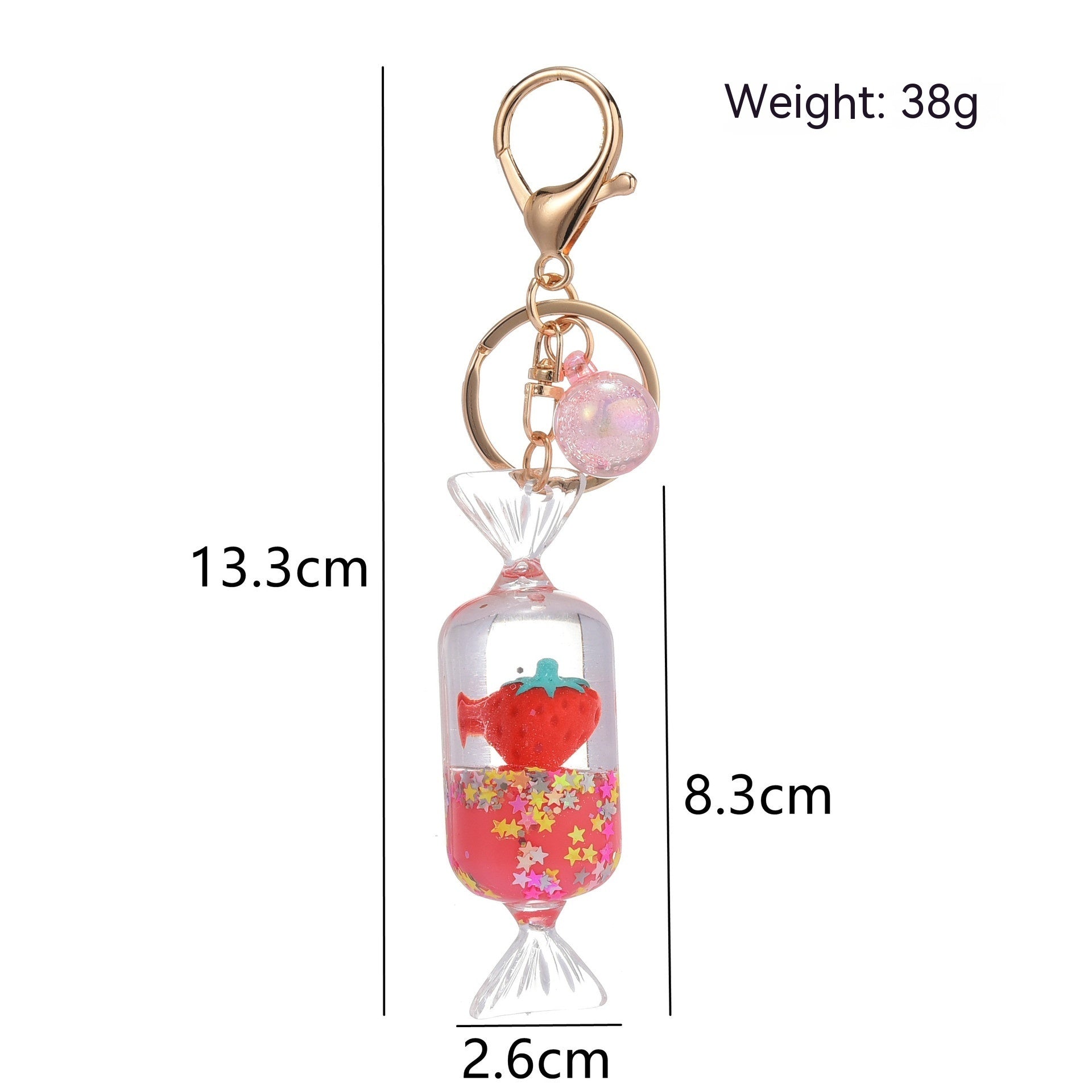 Quicksand Oil Five-pointed Star Strawberry Key Chain Floating Acrylic - The Number 1 Things