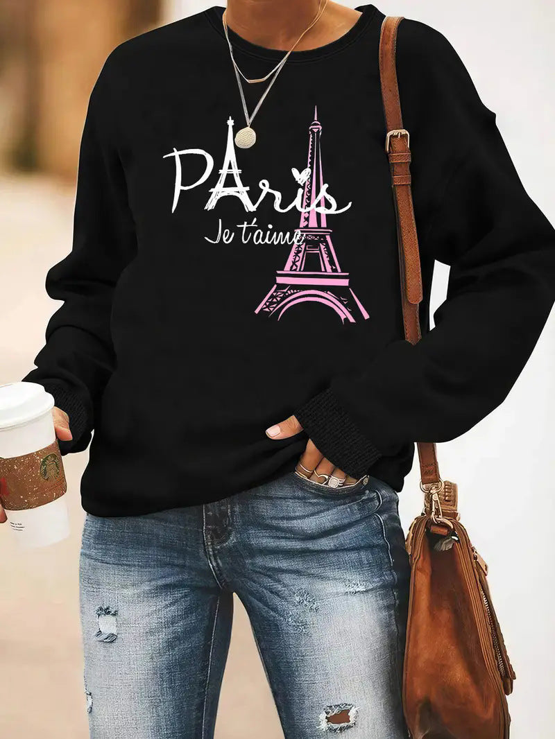 Women's Printed Long Sleeve Crew Neck Sweater - The Number 1 Things