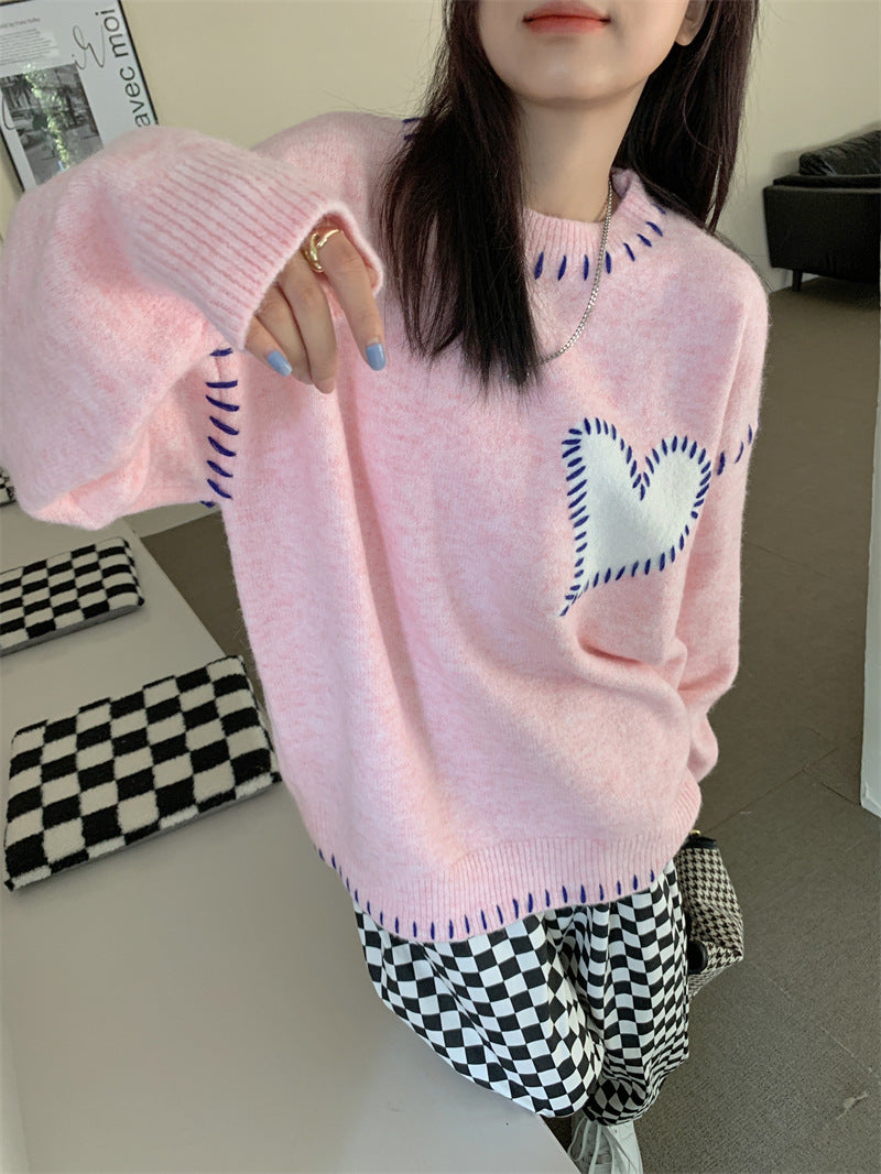 Casual Loose Women's Love Pullover Thick Sweater - The Number 1 Things