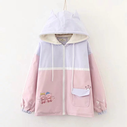 Bear colorblock hooded cotton coat
