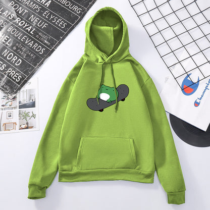 Skateboard Frog Long-sleeved Fleece Sweatshirt - The Number 1 Things