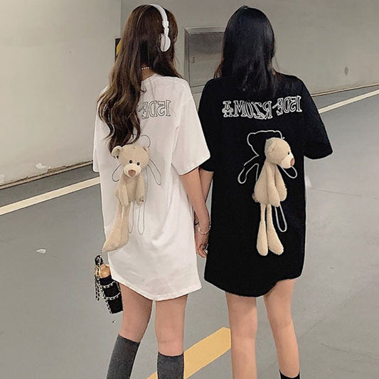 Back bear T-shirt female ins