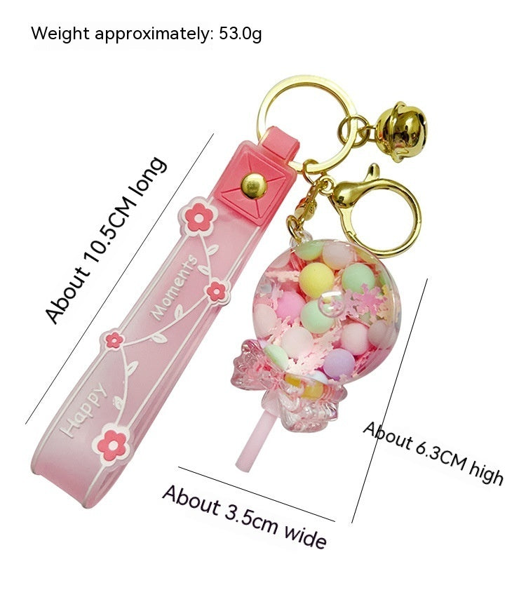 Decorative Pendant Cute Lollipop Bubble Beads Oil Quicksand Drift Bottle Keychain - The Number 1 Things