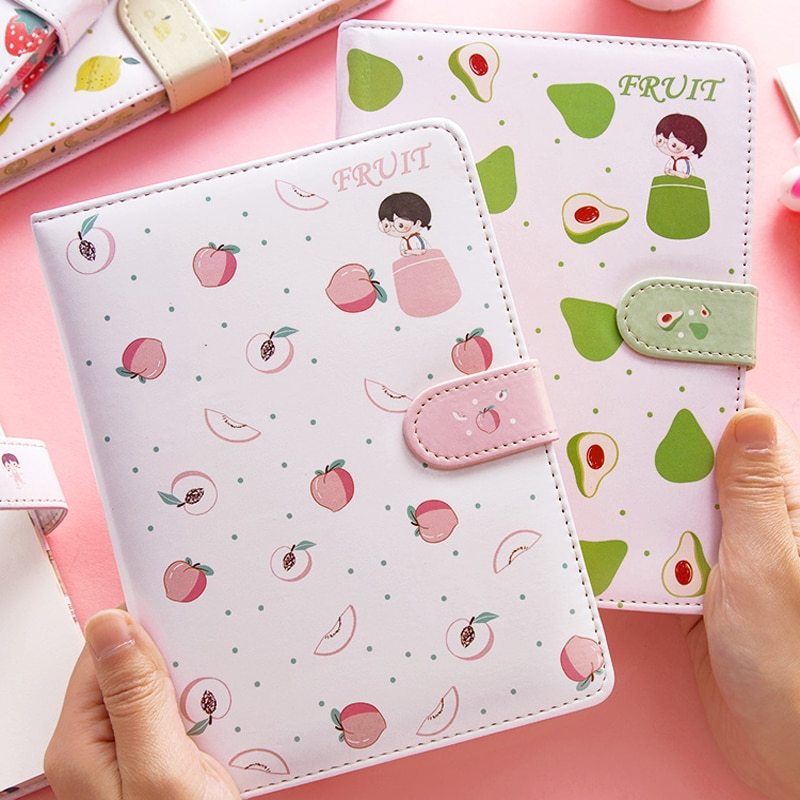 Fruit Print Notebook Planner Magnetic Buckle PU NoteBook Yearly Agenda Color Illustration Daily Plan Kawaii Stationery - The Number 1 Things