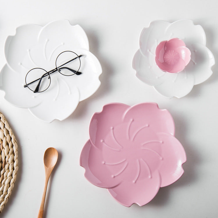 Japanese Ceramic Sakura Plate Creative Dinner Plate