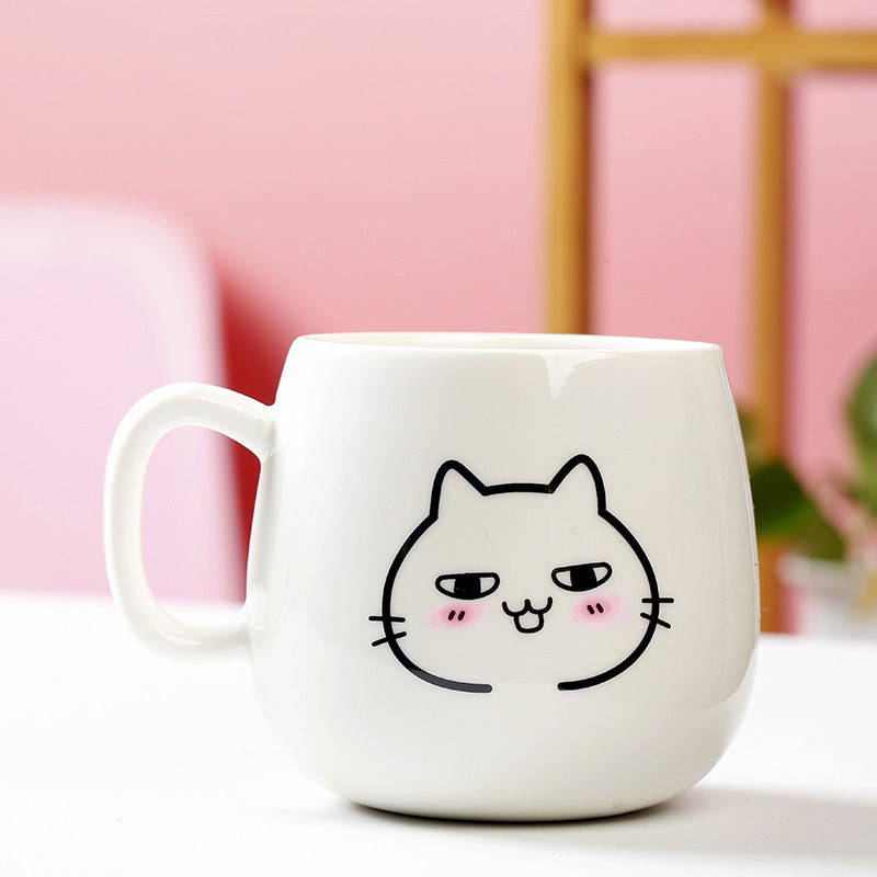 Cute Expression Ceramic Mug With Lid Spoon Water Cup Tea Cup Women's Coffee Cup - The Number 1 Things