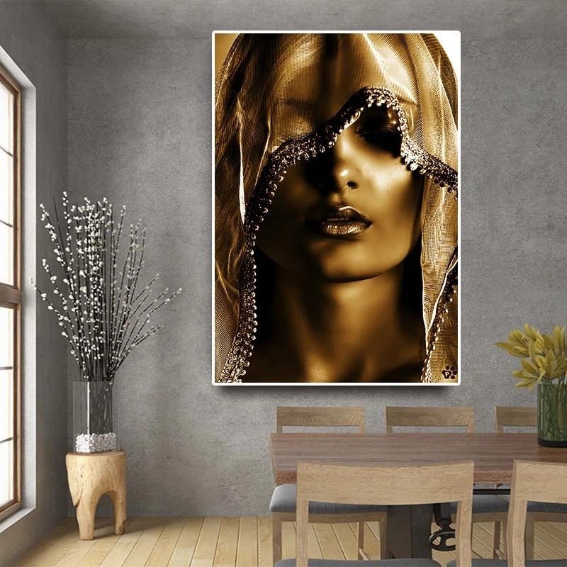 Modern Golden Noble Veil Women Canvas Paintings Nordic Wall Posters and Print Wall Pictures for Living Room Home Cuadros Modular - The Number 1 Things